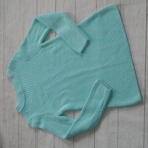 TALBOTS MOCK NECK AQUA COLORED COTTON SWEATER